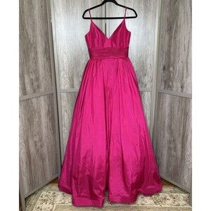 Mac Dugall Taffeta Ball Gown Magenta Color Spaghetti Straps Pockets Size 6